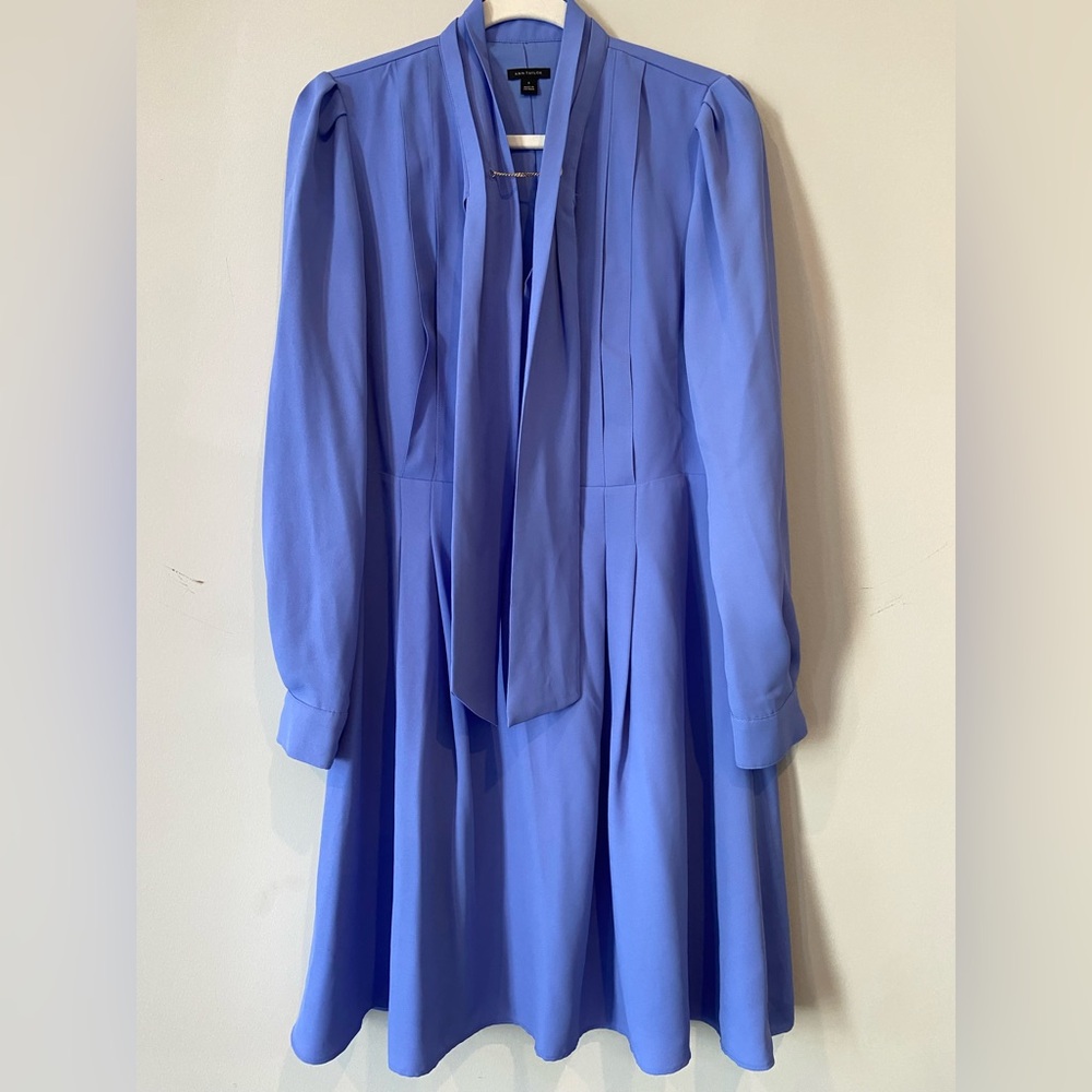 Ann Taylor Tie-Neck Long Sleeve Dress
